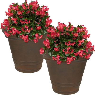 Sunnydaze Decor Sunnydaze Crozier Polyresin Outdoor/Indoor Heavy-Duty Double-Walled Fade-Resistant Flower Pot Planter - 16" Diameter - Rust 7 Sunnydaze Decor Sunnydaze Crozier Polyresin Outdoor/Indoor Heavy-Duty Double-Walled Fade-Resistant Flower Pot Planter - 16" Diameter - Rust - Image 5
