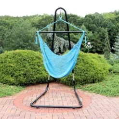 Sunnydaze Decor Sunnydaze Caribbean Style Extra Large Hanging Rope Hammock Chair Swing With Stand - 300 Lb Weight Capacity -Sunnydaze Decor GUEST cb2003f1 d08b 4d2c 9f0c e0e2de341726