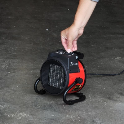 Sunnydaze Decor Sunnydaze Indoor Home Personal Portable Ceramic Electric Space Heater With Auto-Shutoff And Folding Handle - 750-1500 Watt - Red And Black 5 Sunnydaze Decor Sunnydaze Indoor Home Personal Portable Ceramic Electric Space Heater With Auto-Shutoff And Folding Handle - 750-1500 Watt - Red And Black - Image 3