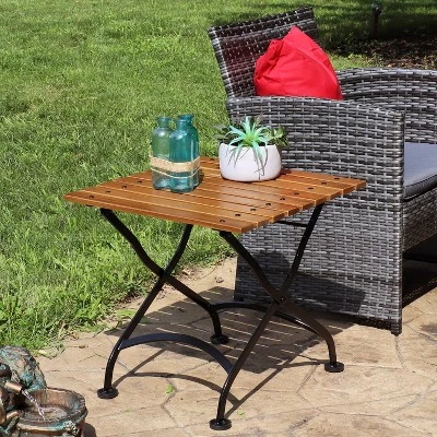 Sunnydaze Decor Sunnydaze Indoor/Outdoor Chestnut Wood Folding Square Patio Accent Side Table - 20" - Brown 3 Sunnydaze Decor Sunnydaze Indoor/Outdoor Chestnut Wood Folding Square Patio Accent Side Table - 20" - Brown