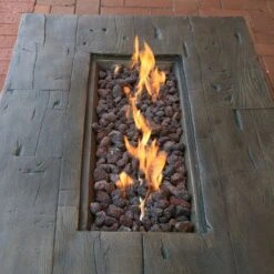 Sunnydaze Decor Sunnydaze Rustic Rectangular Propane Gas Fire Pit Table With Outdoor Weather-Resistant Durable Cover And Lava Rocks - 48" L - Faux Wood -Sunnydaze Decor GUEST cd7b953f 05d6 438c 8417 01b020e2de4b