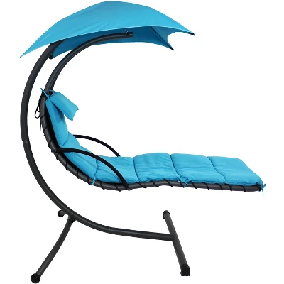 Sunnydaze Decor Sunnydaze Outdoor Hanging Chaise Floating Lounge Chair With Canopy Umbrella And Arc Stand 9 Sunnydaze Decor Sunnydaze Outdoor Hanging Chaise Floating Lounge Chair With Canopy Umbrella And Arc Stand - Image 7