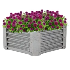 Sunnydaze Decor Sunnydaze Outdoor Lawn And Garden Galvanized Steel Hexagon Raised Vegetable Garden Or Flower Bed Planter Kit - 22" - Silver -Sunnydaze Decor GUEST cf04f5bf ede2 427d 8be3 d056b53a7cf4