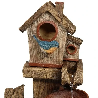 Sunnydaze Decor Sunnydaze 26"H Electric Polyresin Bluebird House And Buckets Outdoor Water Fountain 4 Sunnydaze Decor Sunnydaze 26"H Electric Polyresin Bluebird House And Buckets Outdoor Water Fountain - Image 2