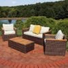 Sunnydaze Decor Sunnydaze Outdoor Rattan And Acacia Wood Kenmare Patio Conversation Furniture Set With Loveseat, Chairs, Table, And Seat Cushions - Green Stripe - 4pc 2 Sunnydaze Decor Sunnydaze Outdoor Rattan And Acacia Wood Kenmare Patio Conversation Furniture Set With Loveseat, Chairs, Table, And Seat Cushions - Green Stripe - 4pc -Sunnydaze Decor GUEST d35e2745 f3ed 405e 90ed ea2def1af34d