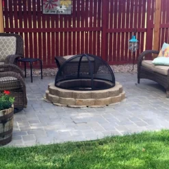 Sunnydaze Decor Sunnydaze Outdoor Heavy-Duty Steel Mesh Round Easy-Opening Camp Fire Pit Spark Screen Lid With Hinged Door - Black -Sunnydaze Decor GUEST d4a48401 59d5 41c7 b978 ca510c0301c4