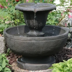 Sunnydaze Decor Sunnydaze 25"H Electric Polyresin 2-Tier Streaming Falls Outdoor Water Fountain