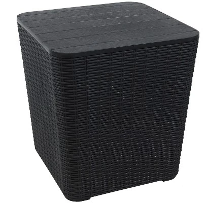 Sunnydaze Decor Sunnydaze Rattan Design Outdoor Side Table With Storage - 11.5-Gal. 13 Sunnydaze Decor Sunnydaze Rattan Design Outdoor Side Table With Storage - 11.5-Gal. - Image 11