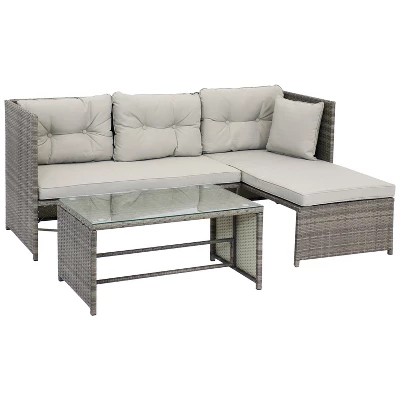 Sunnydaze Decor Sunnydaze Outdoor Longford Patio Sectional Sofa Conversation Set With Cushions And Table - 3pc 14 Sunnydaze Decor Sunnydaze Outdoor Longford Patio Sectional Sofa Conversation Set With Cushions And Table - 3pc - Image 12