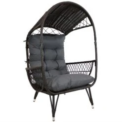 Sunnydaze Decor Sunnydaze Shaded Comfort Wicker Outdoor Egg Chair With Legs - 56.5" H -Sunnydaze Decor GUEST d77609d5 e3bb 4840 a99c 650b292f61ac