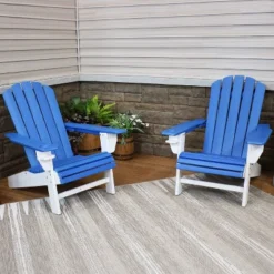 Sunnydaze Decor Sunnydaze Plastic All-Weather Heavy-Duty Outdoor Adirondack Chair With Drink Holder