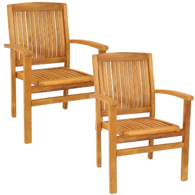 Sunnydaze Decor Sunnydaze Outdoor Solid Teak Wood Slat-Back Patio Dining Armchair 14 Sunnydaze Decor Sunnydaze Outdoor Solid Teak Wood Slat-Back Patio Dining Armchair - Image 12