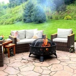 Sunnydaze Decor 14 Sunnydaze Decor Sunndyaze Outdoor Steel Fire Pit Nordic Inspired, 34-Inch