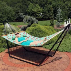 Sunnydaze Decor Sunnydaze Heavy-Duty 2-Person Quilted Printed Fabric Spreader Bar Hammock And Pillow - 450 Lb Weight Capacity - Watermelon And Chevron 13 Sunnydaze Decor Sunnydaze Heavy-Duty 2-Person Quilted Printed Fabric Spreader Bar Hammock And Pillow - 450 Lb Weight Capacity - Watermelon And Chevron -Sunnydaze Decor GUEST da5b6916 4d73 41a7 930d 954fc8648c3e