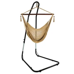 Sunnydaze Decor Sunnydaze Caribbean Style Extra Large Hanging Rope Hammock Chair Swing With Stand - 300 Lb Weight Capacity -Sunnydaze Decor GUEST da99efd4 3428 4898 9218 98cb18c7da36