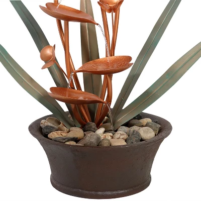 Sunnydaze Decor Sunnydaze 28"H Electric Polyresin Copper-Look Flower Blossoms Outdoor Water Fountain 5 Sunnydaze Decor Sunnydaze 28"H Electric Polyresin Copper-Look Flower Blossoms Outdoor Water Fountain - Image 3