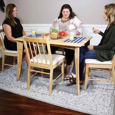 Sunnydaze Decor Sunnydaze Indoor 5-Piece Solid Rubberwood Dining Table And Chairs Set - Natural With Beige Cushions 12 Sunnydaze Decor Sunnydaze Indoor 5-Piece Solid Rubberwood Dining Table And Chairs Set - Natural With Beige Cushions - Image 10