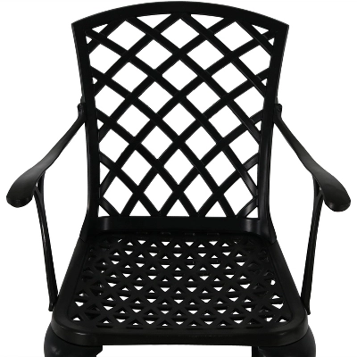 Sunnydaze Decor Sunnydaze Outdoor Crossweave Design Black Cast Aluminum Patio Dining Chair, 2pk 4 Sunnydaze Decor Sunnydaze Outdoor Crossweave Design Black Cast Aluminum Patio Dining Chair, 2pk - Image 2