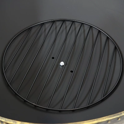 Sunnydaze Decor Sunnydaze Outdoor Camping Or Backyard Large Fire Pit Bowl With Spark Screen, Log Poker, And Metal Wood Grate - 30" - Bronze 5 Sunnydaze Decor Sunnydaze Outdoor Camping Or Backyard Large Fire Pit Bowl With Spark Screen, Log Poker, And Metal Wood Grate - 30" - Bronze - Image 3