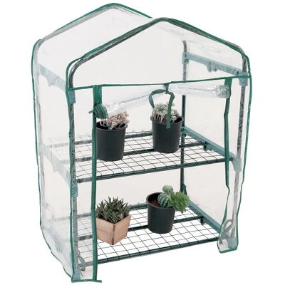 Sunnydaze Decor Sunnydaze Outdoor Portable Growing Rack 2-Tier Greenhouse With PVC Roll-Up Door - 2 Shelves - Clear 12 Sunnydaze Decor Sunnydaze Outdoor Portable Growing Rack 2-Tier Greenhouse With PVC Roll-Up Door - 2 Shelves - Clear - Image 10