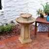 Sunnydaze Decor Sunnydaze 28"H Electric Polyresin 2-Tier Beveled Flower Outdoor Bird Bath Water Fountain