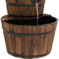 Sunnydaze Decor Sunnydaze 30"H Electric Wood Rustic Farmhouse Style 3-Tier Barrel Outdoor Water Fountain -Sunnydaze Decor GUEST e18b73f7 ef84 4865 b5fa 34230be0f4f2