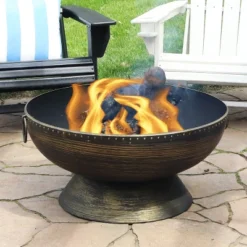 Sunnydaze Decor Sunnydaze Outdoor Camping Or Backyard Large Fire Pit Bowl With Spark Screen, Log Poker, And Metal Wood Grate - 30" - Bronze 18 Sunnydaze Decor Sunnydaze Outdoor Camping Or Backyard Large Fire Pit Bowl With Spark Screen, Log Poker, And Metal Wood Grate - 30" - Bronze -Sunnydaze Decor GUEST e2d31efb a566 469e a2cb d35fa75e8aca