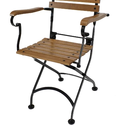 Sunnydaze Decor Sunnydaze Indoor/Outdoor Patio Or Dining Essential Chestnut Wooden Folding Bistro Arm Chair - Brown - 2pk 4 Sunnydaze Decor Sunnydaze Indoor/Outdoor Patio Or Dining Essential Chestnut Wooden Folding Bistro Arm Chair - Brown - 2pk - Image 2