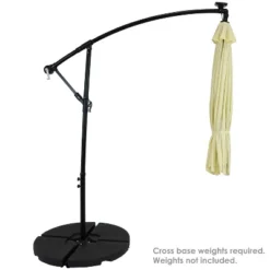 Sunnydaze Decor Sunnydaze Outdoor Steel Cantilever Offset Patio Umbrella With Solar LED Lights, Air Vent, Crank, And Base - 9' -Sunnydaze Decor GUEST e3e01083 d94f 4ed8 83fc 887313b1bc4a