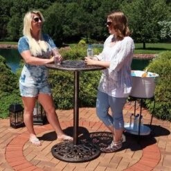 Sunnydaze Decor Sunnydaze 40"H Cast Iron Base And Cast Aluminum Tabletop Round Bar-Height Table -Sunnydaze Decor GUEST e40a4217 0ee3 4167 b4fe ea840f58b46e