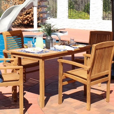 Sunnydaze Decor Sunnydaze Outdoor Solid Teak Wood With Stained Finish Rectangular Patio Dining Table - 48" - Light Brown 5 Sunnydaze Decor Sunnydaze Outdoor Solid Teak Wood With Stained Finish Rectangular Patio Dining Table - 48" - Light Brown - Image 3