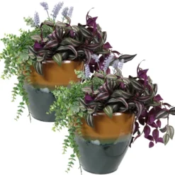 Sunnydaze Decor Sunnydaze Resort High-Fired Outdoor/Indoor Glazed UV- And Frost-Resistant Ceramic Planters With Drainage Holes - 2-Pack -Sunnydaze Decor GUEST e46110e2 6908 4ea8 a72c 333cdc2d6d8f