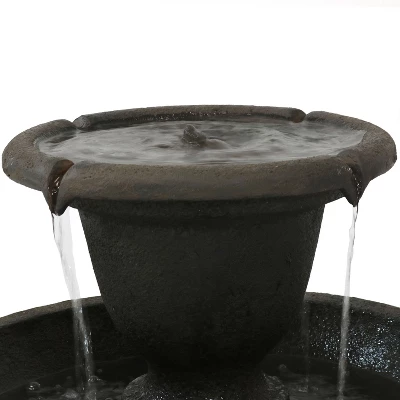 Sunnydaze Decor Sunnydaze 25"H Electric Polyresin 2-Tier Streaming Falls Outdoor Water Fountain 4 Sunnydaze Decor Sunnydaze 25"H Electric Polyresin 2-Tier Streaming Falls Outdoor Water Fountain - Image 2