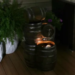 Sunnydaze Decor Sunnydaze 29"H Electric Polyresin Stacked Whiskey Barrel Outdoor Water Fountain With LED Lights 19 Sunnydaze Decor Sunnydaze 29"H Electric Polyresin Stacked Whiskey Barrel Outdoor Water Fountain With LED Lights -Sunnydaze Decor GUEST e80c403b 5beb 4341 b8a8 5ddd86b7846b