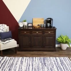 Sunnydaze Decor Sunnydaze Sideboard With 3 Drawers And 3 Doors - Solid Pine Construction - Dark Brown- 32" -Sunnydaze Decor GUEST e857eae8 20ed 4c49 a4fb 561aad4fb9e1