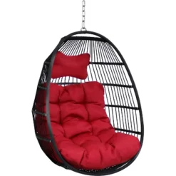 Sunnydaze Decor Sunnydaze Outdoor Resin Wicker Julia Hanging Basket Egg Chair Swing With Cushions And Headrest - 2pc -Sunnydaze Decor GUEST eb7edf3d 76f1 4085 a7a3 81efa1c98525