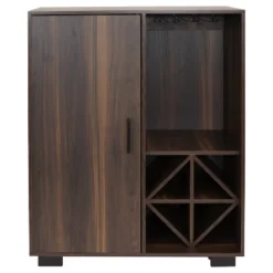 Sunnydaze Decor Sunnydaze Indoor Lavina Wine Cabinet With Glass And Bottle Storage Shelves - Coffee Brown -Sunnydaze Decor GUEST ec7a0641 b850 402e a05a 9ff737e0e3d2