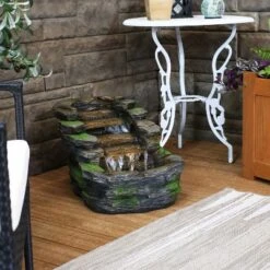 Sunnydaze Decor Sunnydaze 14"H Electric Polyresin Shale Falls Outdoor Water Fountain With LED Lights -Sunnydaze Decor GUEST ecf632b4 d3e7 433f 9007 bf162260147a