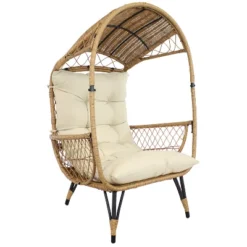 Sunnydaze Decor Sunnydaze Shaded Comfort Wicker Outdoor Egg Chair With Legs - 56.5" H -Sunnydaze Decor GUEST f047705b 1fda 4bd8 9b0f 1ddac6adaa2b