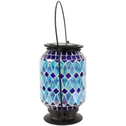 Sunnydaze Decor Sunnydaze Solar LED Outdoor Cool Blue Mosaic Lantern - 8.5" -Sunnydaze Decor GUEST f249d47b 4d77 4df5 b953 771949a37e0d