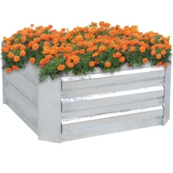 Sunnydaze Decor Sunnydaze Corrugated Galvanized Steel Raised Garden Bed For Plants, Vegetables, And Flowers - 24" Square X 11.75" H -Sunnydaze Decor GUEST f47acaf0 e917 4ba3 9a98 c7804047dfd3