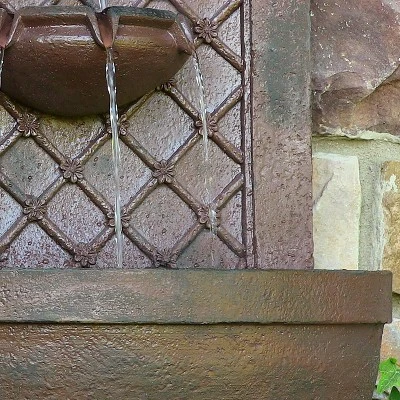 Sunnydaze Decor Sunnydaze 31"H Solar-Powered With Battery Pack Polystone Rosette Leaf Outdoor Wall-Mount Fountain 6 Sunnydaze Decor Sunnydaze 31"H Solar-Powered With Battery Pack Polystone Rosette Leaf Outdoor Wall-Mount Fountain - Image 4