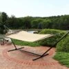 Sunnydaze Decor Sunnydaze Outdoor 2-Person Double Polyester Rope Hammock With Wood Spreader Bar And 15ft Black Steel Stand