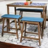Sunnydaze Decor Sunnydaze Set Of 2 Indoor Wooden Backless Counter-Height Stools - Weathered Oak Finish With Blue Cushions -Sunnydaze Decor GUEST f8d7d6a3 991b 4432 b11e 380833ae891c