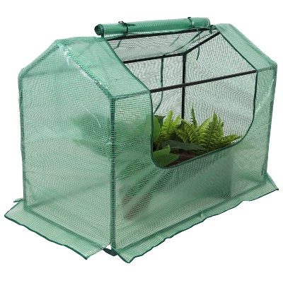 Sunnydaze Decor Sunnydaze Mini Greenhouse With 2 Zippered Side Doors - Green 9 Sunnydaze Decor Sunnydaze Mini Greenhouse With 2 Zippered Side Doors - Green - Image 7