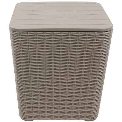Sunnydaze Decor Sunnydaze Rattan Design Outdoor Side Table With Storage - 11.5-Gal. 11 Sunnydaze Decor Sunnydaze Rattan Design Outdoor Side Table With Storage - 11.5-Gal. - Image 9