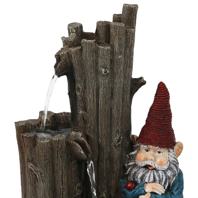 Sunnydaze Decor Sunnydaze 17"H Electric Polyresin Resting Gnome By Tiered Logs Outdoor Water Fountain With LED Light 5 Sunnydaze Decor Sunnydaze 17"H Electric Polyresin Resting Gnome By Tiered Logs Outdoor Water Fountain With LED Light - Image 3